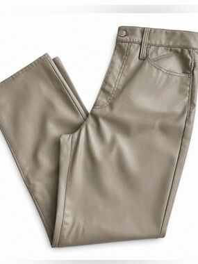 Madewell Faux Leather Perfect Vintage Straight Leg Jean Taupe, Beige Size 28
